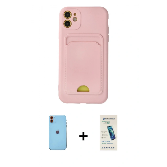 MARSİLYAN™- iPhone 11 Kılıf Vadi Çizgi Prime - Şeffaf Pasifik Cam Ekran Koruyucu + Neon Fosforlu Kamera Lens - TU