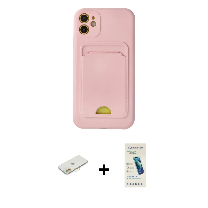 MARSİLYAN™- iPhone 11 Kılıf Vadi Çizgi Prime - Şeffaf Pasifik Cam Ekran Koruyucu + Renkli Kamera Lens Koruma Cam - TU