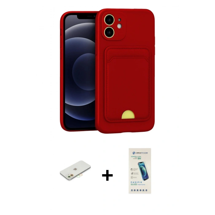 MARSİLYAN™- iPhone 11 Kılıf Vadi Çizgi Prime - Şeffaf Pasifik Cam Ekran Koruyucu + Renkli Kamera Lens Koruma Cam - TU