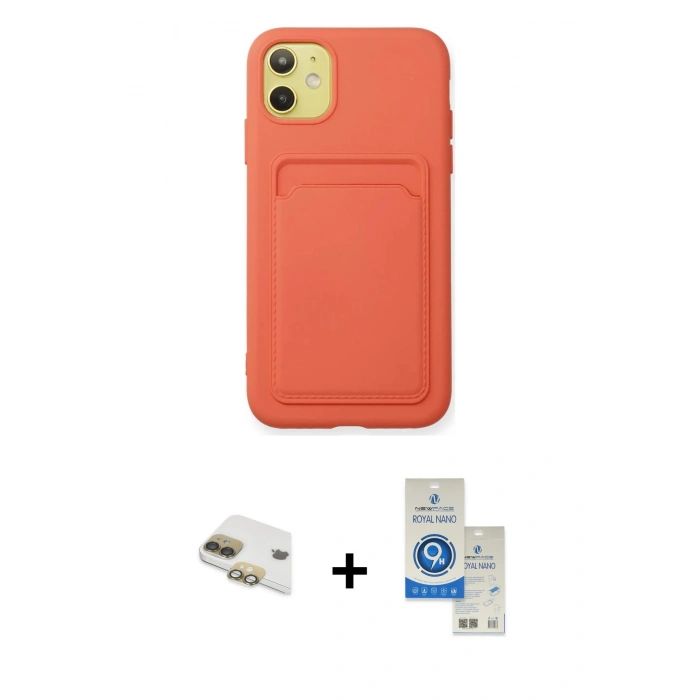 MARSİLYAN™- iPhone 11 Kılıf Vadi Çizgi Prime - Şeffaf Royal Nano Ekran Koruyucu + Pers Alüminyum Kamera Lens - GD
