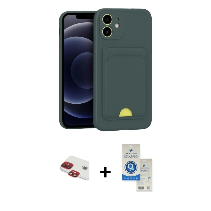 MARSİLYAN™- iPhone 11 Kılıf Vadi Çizgi Prime - Şeffaf Royal Nano Ekran Koruyucu + Pers Alüminyum Kamera Lens - KI