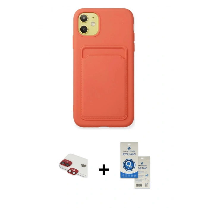 MARSİLYAN™- iPhone 11 Kılıf Vadi Çizgi Prime - Şeffaf Royal Nano Ekran Koruyucu + Pers Alüminyum Kamera Lens - KI