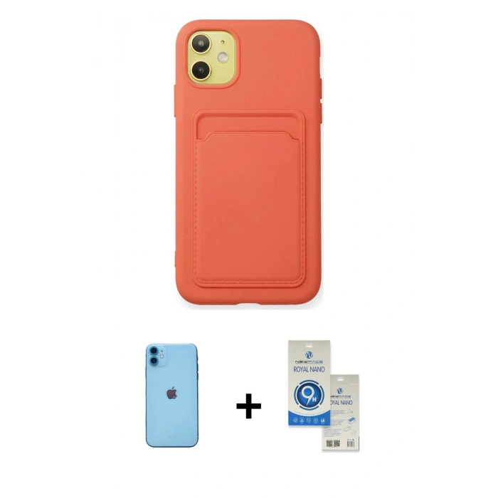 MARSİLYAN™- iPhone 11 Kılıf Vadi Çizgi Prime - Şeffaf Royal Nano Ekran Koruyucu + Neon Fosforlu Kamera Lens - MI