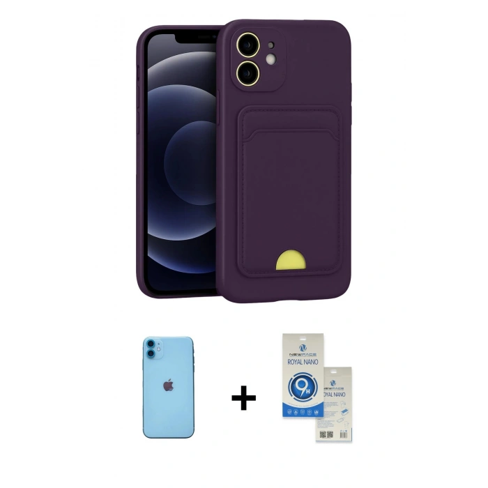MARSİLYAN™- iPhone 11 Kılıf Vadi Çizgi Prime - Şeffaf Royal Nano Ekran Koruyucu + Neon Fosforlu Kamera Lens - MI