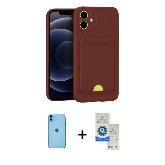 MARSİLYAN™- iPhone 11 Kılıf Vadi Çizgi Prime - Şeffaf Royal Nano Ekran Koruyucu + Neon Fosforlu Kamera Lens - MI