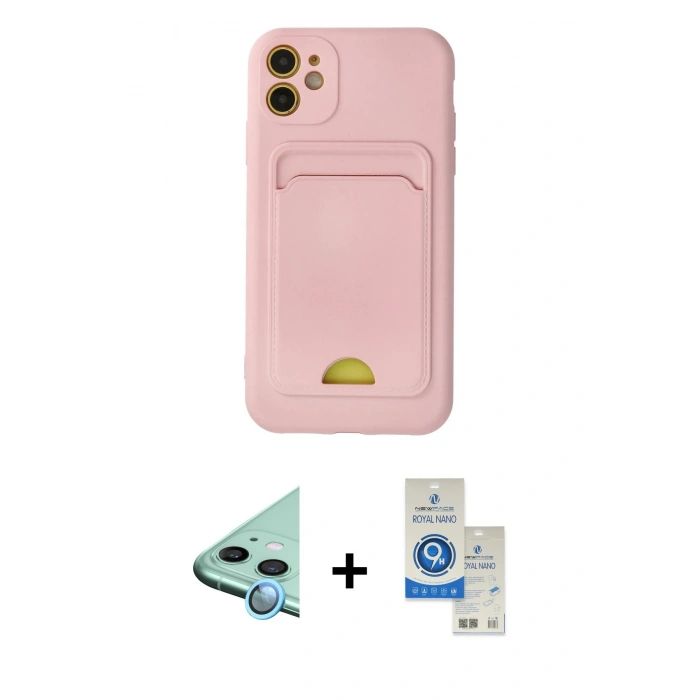 MARSİLYAN™- iPhone 11 Kılıf Vadi Çizgi Prime - Şeffaf Royal Nano Ekran Koruyucu + Raze Metal Kamera Lens - MI