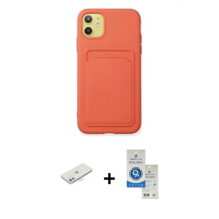 MARSİLYAN™- iPhone 11 Kılıf Vadi Çizgi Prime - Şeffaf Royal Nano Ekran Koruyucu + Renkli Kamera Lens Koruma Cam - SI
