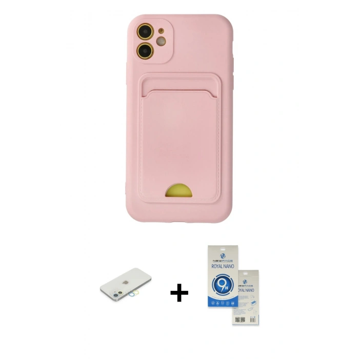 MARSİLYAN™- iPhone 11 Kılıf Vadi Çizgi Prime - Şeffaf Royal Nano Ekran Koruyucu + Renkli Kamera Lens Koruma Cam - SI
