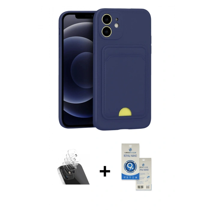 MARSİLYAN™- iPhone 11 Kılıf Vadi Çizgi Prime - Şeffaf Royal Nano Ekran Koruyucu + Kamera Lens Koruma Cam - SF