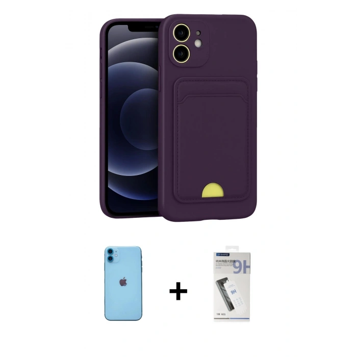 MARSİLYAN™- iPhone 11 Kılıf Vadi Çizgi Prime - Şeffaf Uv Polymer Nano Ekran Koruyucu + Mavi Neon Fosforlu Kamera Lens