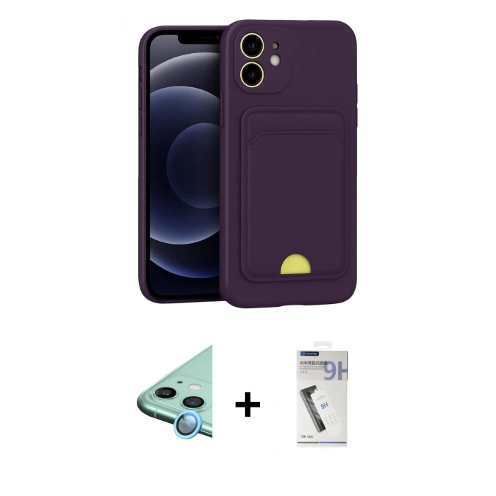 MARSİLYAN™- iPhone 11 Kılıf Vadi Çizgi Prime - Şeffaf Uv Polymer Nano Ekran Koruyucu + Raze Metal Kamera Lens - MI