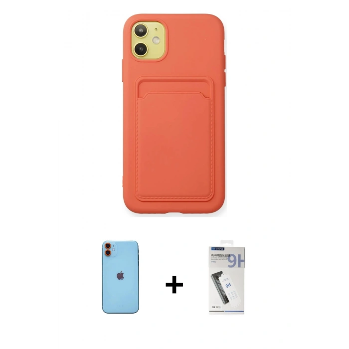 MARSİLYAN™- iPhone 11 Kılıf Vadi Çizgi Prime - Şeffaf Uv Polymer Nano Ekran Koruyucu + Neon Fosforlu Kamera Lens - TU