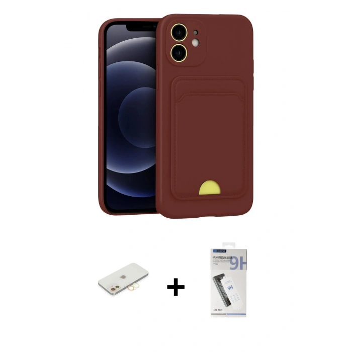 MARSİLYAN™- iPhone 11 Kılıf Vadi Çizgi Prime - Şeffaf Uv Polymer Nano Ekran Koruyucu + Sarı Renkli Kamera Lens Koruma Cam