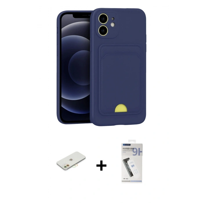 MARSİLYAN™- iPhone 11 Kılıf Vadi Çizgi Prime - Şeffaf Uv Polymer Nano Ekran Koruyucu + Renkli Kamera Lens Koruma Cam - TU