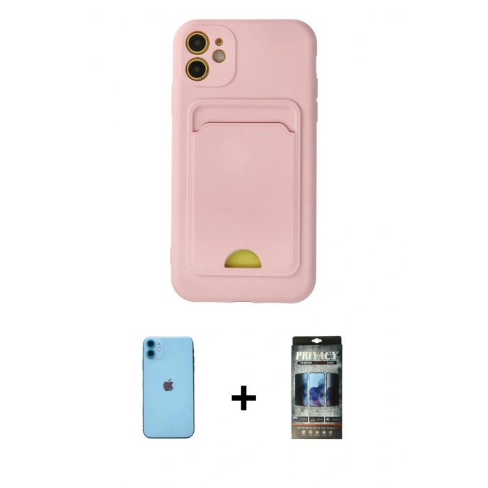 MARSİLYAN™- iPhone 11 Kılıf Vadi Çizgi Prime - Siyah 34D Hayalet Izgaralı Cam + Neon Fosforlu Kamera Lens - MI