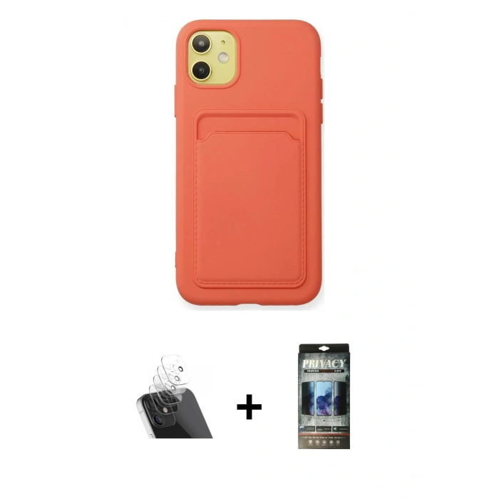 MARSİLYAN™- iPhone 11 Kılıf Vadi Çizgi Prime - Siyah 34D Hayalet Izgaralı Cam + Kamera Lens Koruma Cam - SF
