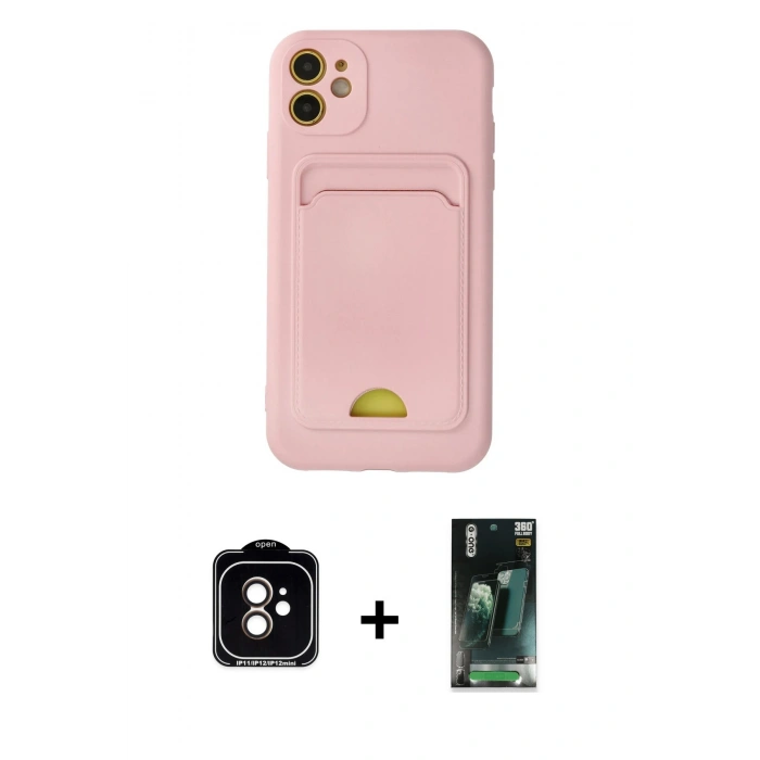 MARSİLYAN™- iPhone 11 Kılıf Vadi Çizgi Prime - Siyah 360 Mat Full Body Arka Koruyucu + PVD Metal Kamera Lens - TU