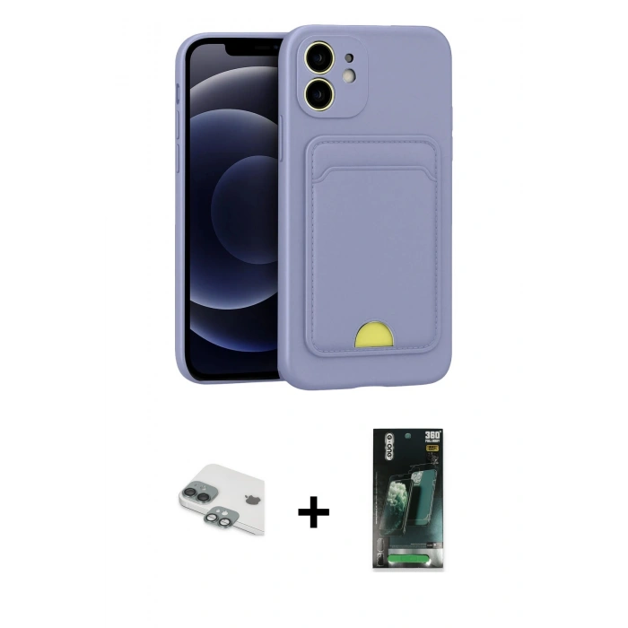 MARSİLYAN™- iPhone 11 Kılıf Vadi Çizgi Prime - Siyah 360 Mat Full Body Arka Koruyucu + Pers Alüminyum Kamera Lens - YL