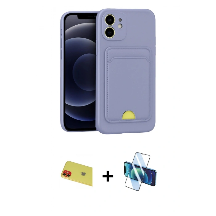 MARSİLYAN™- iPhone 11 Kılıf Vadi Çizgi Prime - Siyah 3D Antistatik Cam Ekran Koruyucu + Rainbow Kamera Lens Koruma Cam - KI