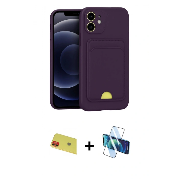 MARSİLYAN™- iPhone 11 Kılıf Vadi Çizgi Prime - Siyah 3D Antistatik Cam Ekran Koruyucu + Rainbow Kamera Lens Koruma Cam - KI