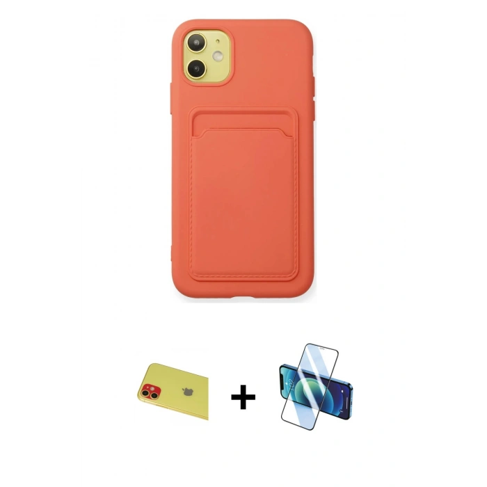MARSİLYAN™- iPhone 11 Kılıf Vadi Çizgi Prime - Siyah 3D Antistatik Cam Ekran Koruyucu + Rainbow Kamera Lens Koruma Cam - KI