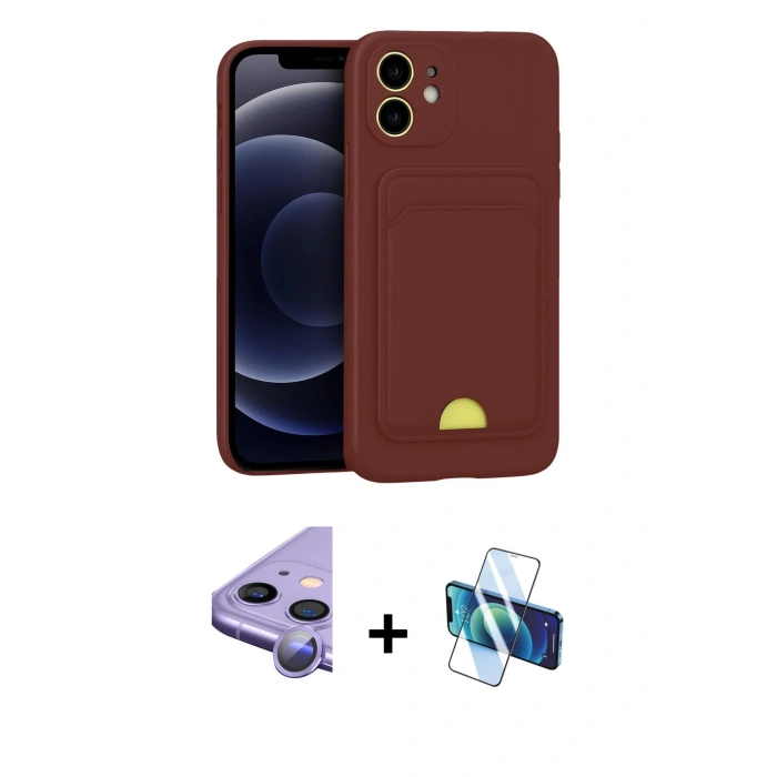 MARSİLYAN™- iPhone 11 Kılıf Vadi Çizgi Prime - Siyah 3D Antistatik Cam Ekran Koruyucu + Raze Metal Kamera Lens - MR