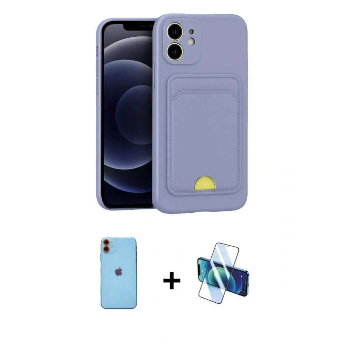 MARSİLYAN™- iPhone 11 Kılıf Vadi Çizgi Prime - Siyah 3D Antistatik Cam Ekran Koruyucu + Neon Fosforlu Kamera Lens - TU
