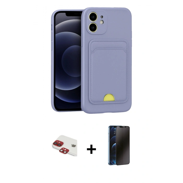 MARSİLYAN™- iPhone 11 Kılıf Vadi Çizgi Prime - Siyah 3D Antistatik Hayalet Cam Ekran Koruyucu + Pers Alüminyum Kamera Lens - KI