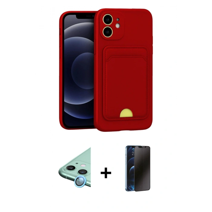 MARSİLYAN™- iPhone 11 Kılıf Vadi Çizgi Prime - Siyah 3D Antistatik Hayalet Cam Ekran Koruyucu + Raze Metal Kamera Lens - MI