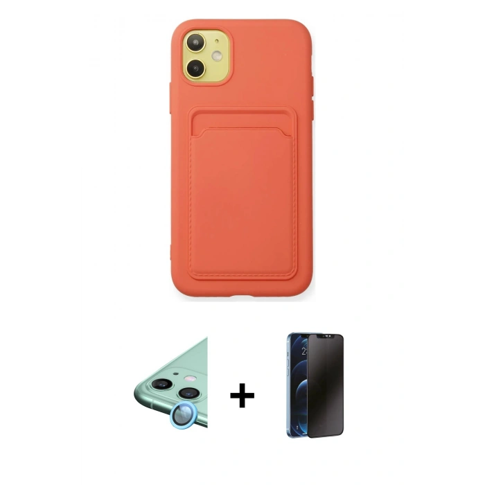 MARSİLYAN™- iPhone 11 Kılıf Vadi Çizgi Prime - Siyah 3D Antistatik Hayalet Cam Ekran Koruyucu + Raze Metal Kamera Lens - MI