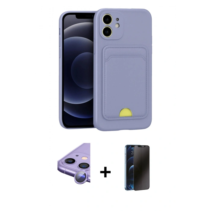 MARSİLYAN™- iPhone 11 Kılıf Vadi Çizgi Prime - Siyah 3D Antistatik Hayalet Cam Ekran Koruyucu + Raze Metal Kamera Lens - MR
