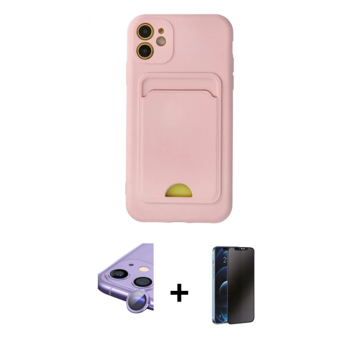 MARSİLYAN™- iPhone 11 Kılıf Vadi Çizgi Prime - Siyah 3D Antistatik Hayalet Cam Ekran Koruyucu + Raze Metal Kamera Lens - MR