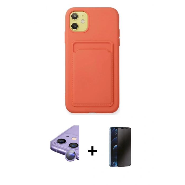 MARSİLYAN™- iPhone 11 Kılıf Vadi Çizgi Prime - Siyah 3D Antistatik Hayalet Cam Ekran Koruyucu + Raze Metal Kamera Lens - MR