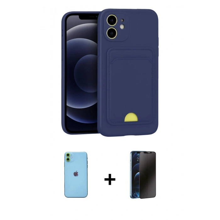 MARSİLYAN™- iPhone 11 Kılıf Vadi Çizgi Prime - Siyah 3D Antistatik Hayalet Cam Ekran Koruyucu + Neon Fosforlu Kamera Lens - YL
