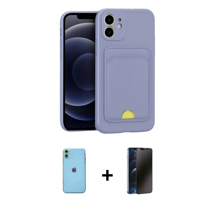 MARSİLYAN™- iPhone 11 Kılıf Vadi Çizgi Prime - Siyah 3D Antistatik Hayalet Cam Ekran Koruyucu + Neon Fosforlu Kamera Lens - YL