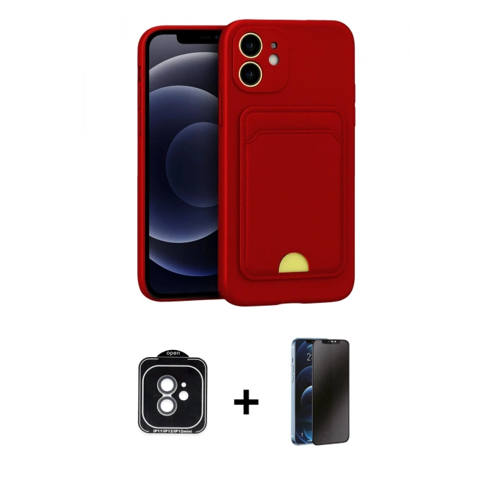 MARSİLYAN™- iPhone 11 Kılıf Vadi Çizgi Prime - Siyah 3D Antistatik Hayalet Cam Ekran Koruyucu + PVD Metal Kamera Lens - YL