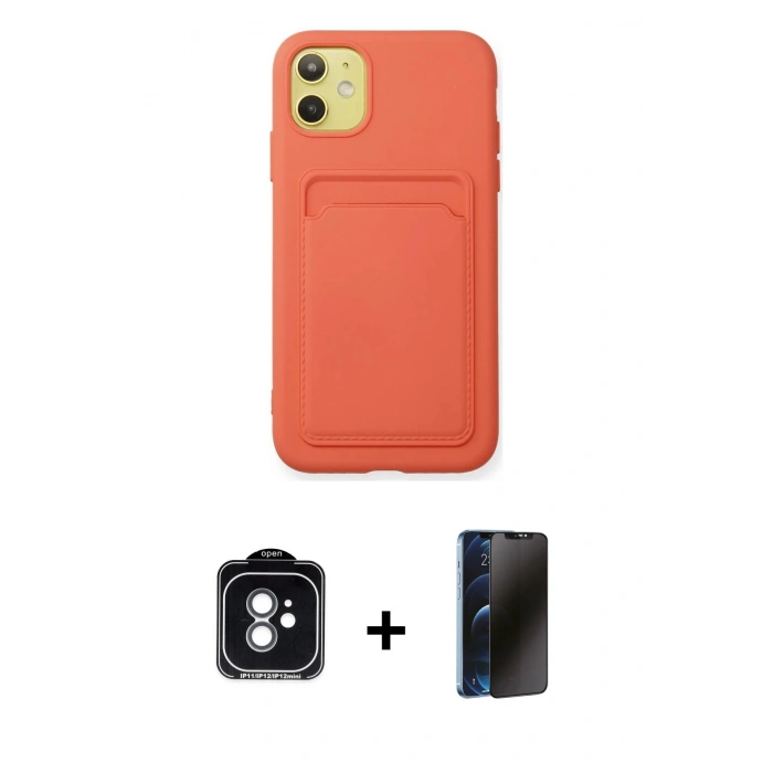 MARSİLYAN™- iPhone 11 Kılıf Vadi Çizgi Prime - Siyah 3D Antistatik Hayalet Cam Ekran Koruyucu + PVD Metal Kamera Lens - YL