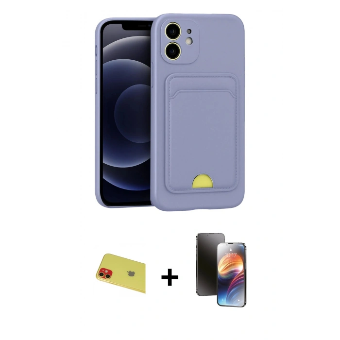 MARSİLYAN™- iPhone 11 Kılıf Vadi Çizgi Prime - Siyah 3D Antistatik Mat Seramik Nano Ekran Koruyucu + Rainbow Kamera Lens Koruma Cam - KI