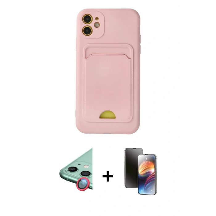 MARSİLYAN™- iPhone 11 Kılıf Vadi Çizgi Prime - Siyah 3D Antistatik Mat Seramik Nano Ekran Koruyucu + Raze Metal Kamera Lens - KI