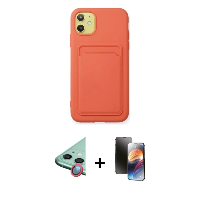 MARSİLYAN™- iPhone 11 Kılıf Vadi Çizgi Prime - Siyah 3D Antistatik Mat Seramik Nano Ekran Koruyucu + Raze Metal Kamera Lens - KI