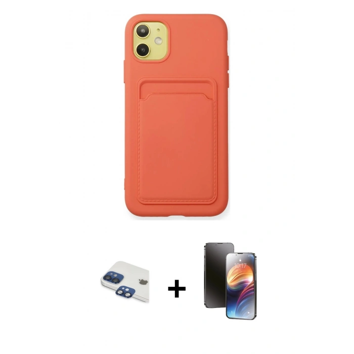 MARSİLYAN™- iPhone 11 Kılıf Vadi Çizgi Prime - Siyah 3D Antistatik Mat Seramik Nano Ekran Koruyucu + Pers Alüminyum Kamera Lens - LT