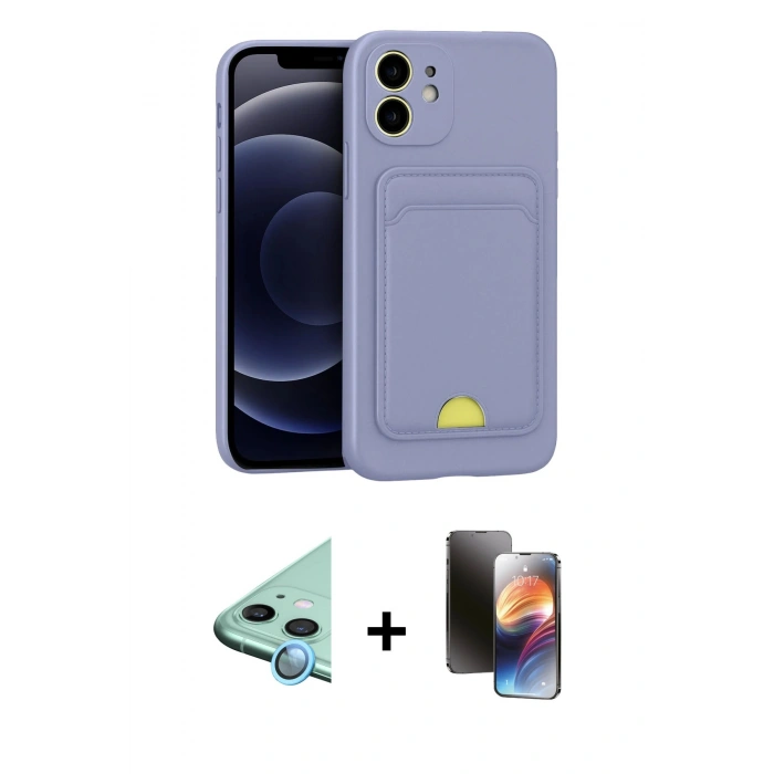 MARSİLYAN™- iPhone 11 Kılıf Vadi Çizgi Prime - Siyah 3D Antistatik Mat Seramik Nano Ekran Koruyucu + Raze Metal Kamera Lens - MI