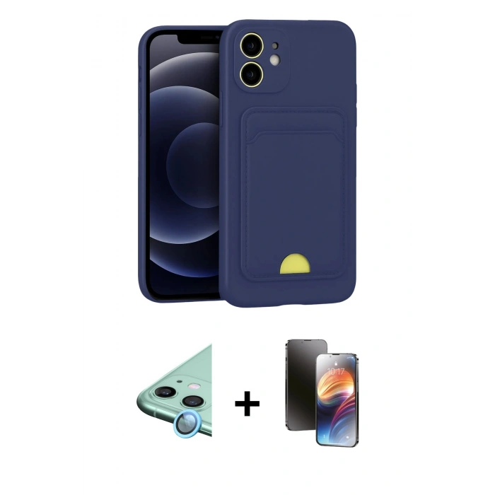 MARSİLYAN™- iPhone 11 Kılıf Vadi Çizgi Prime - Siyah 3D Antistatik Mat Seramik Nano Ekran Koruyucu + Raze Metal Kamera Lens - MI
