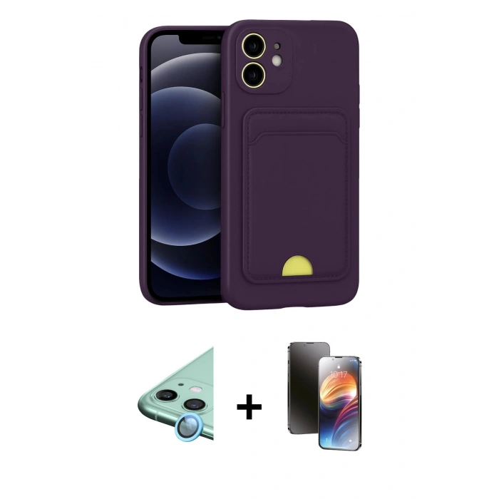 MARSİLYAN™- iPhone 11 Kılıf Vadi Çizgi Prime - Siyah 3D Antistatik Mat Seramik Nano Ekran Koruyucu + Raze Metal Kamera Lens - MI