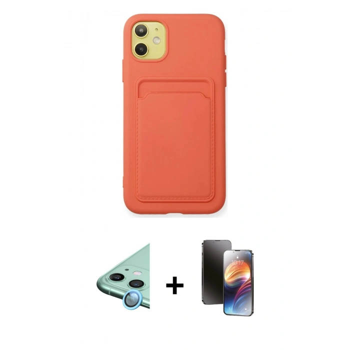 MARSİLYAN™- iPhone 11 Kılıf Vadi Çizgi Prime - Siyah 3D Antistatik Mat Seramik Nano Ekran Koruyucu + Raze Metal Kamera Lens - MI