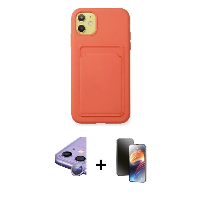 MARSİLYAN™- iPhone 11 Kılıf Vadi Çizgi Prime - Siyah 3D Antistatik Mat Seramik Nano Ekran Koruyucu + Raze Metal Kamera Lens - MR