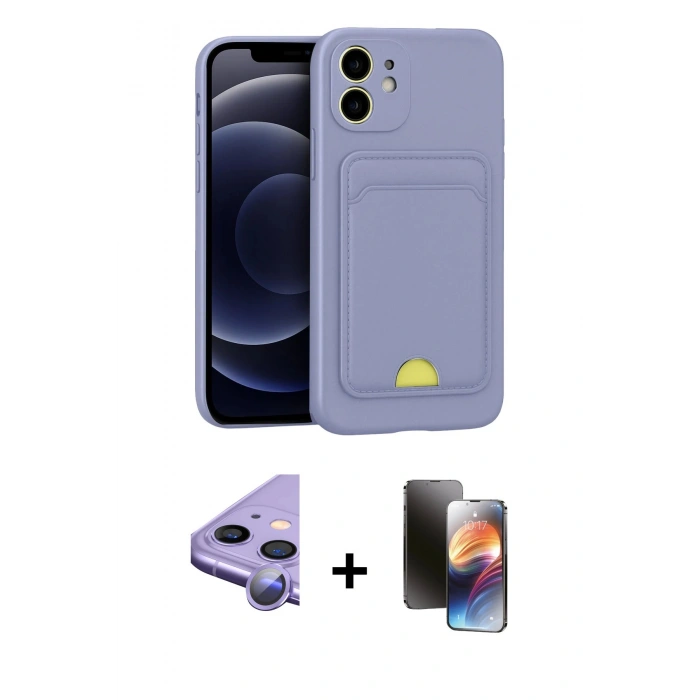 MARSİLYAN™- iPhone 11 Kılıf Vadi Çizgi Prime - Siyah 3D Antistatik Mat Seramik Nano Ekran Koruyucu + Raze Metal Kamera Lens - MR