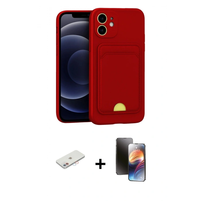 MARSİLYAN™- iPhone 11 Kılıf Vadi Çizgi Prime - Siyah 3D Antistatik Mat Seramik Nano Ekran Koruyucu + Renkli Kamera Lens Koruma Cam - PE