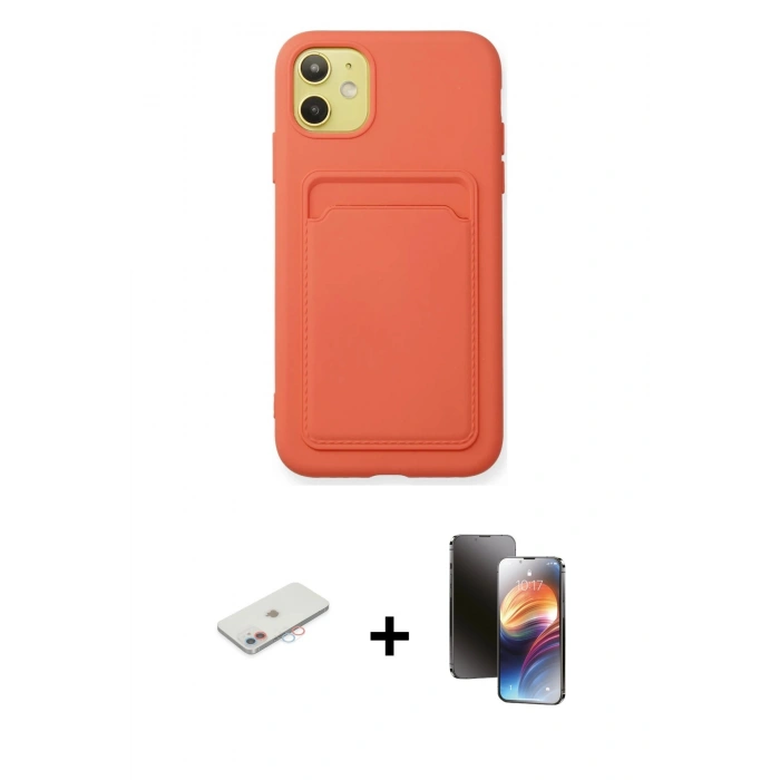 MARSİLYAN™- iPhone 11 Kılıf Vadi Çizgi Prime - Siyah 3D Antistatik Mat Seramik Nano Ekran Koruyucu + Renkli Kamera Lens Koruma Cam - PE