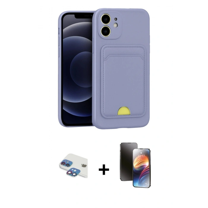 MARSİLYAN™- iPhone 11 Kılıf Vadi Çizgi Prime - Siyah 3D Antistatik Mat Seramik Nano Ekran Koruyucu + Pers Alüminyum Kamera Lens - GI